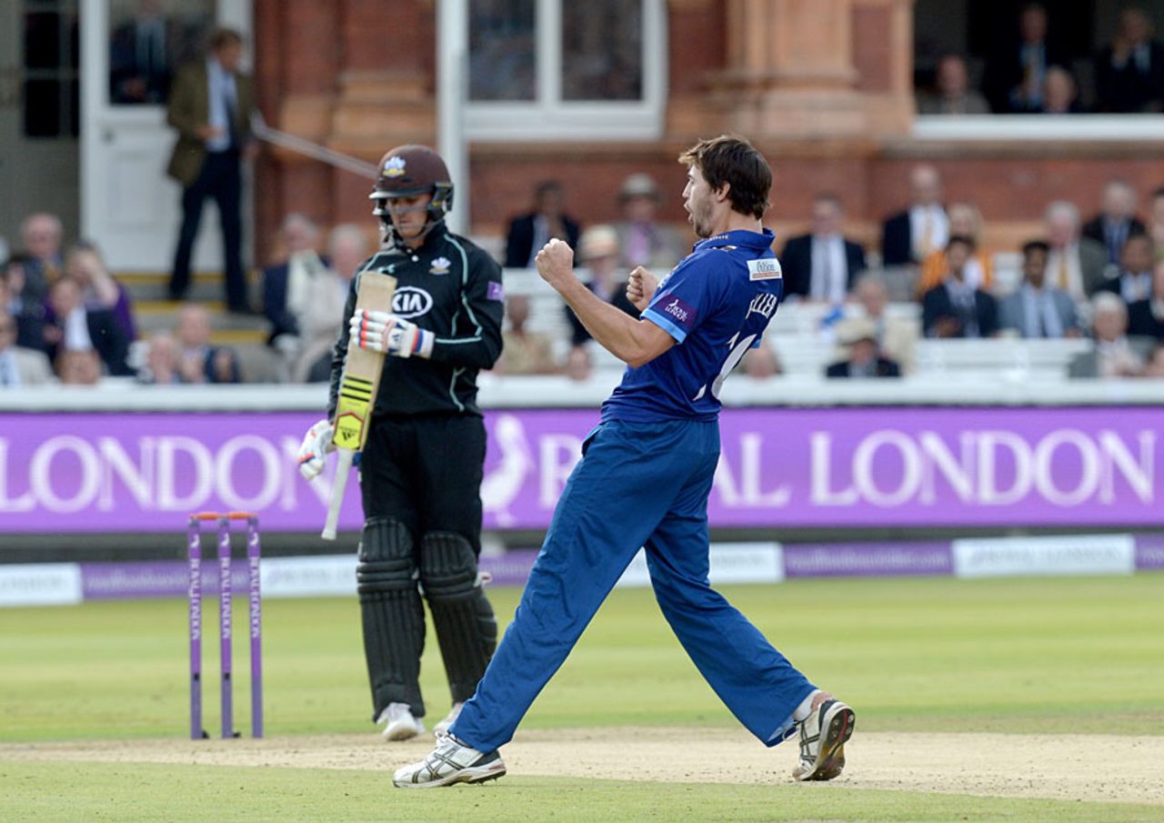 James Fuller removed Jason Roy early in the chase, Gloucestershire v Surrey, Royal London Cup final, Lord's, September 19, 2015