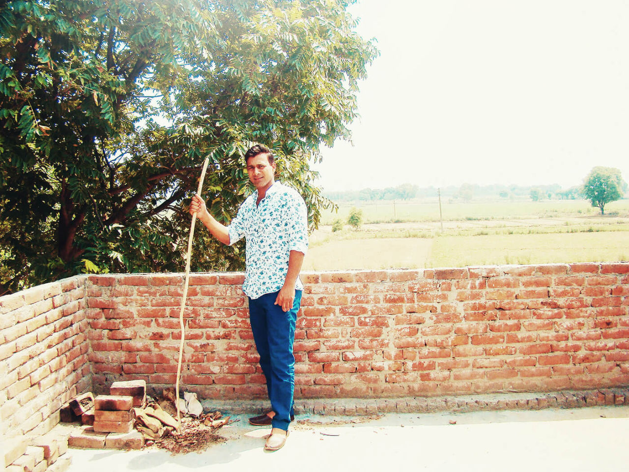 Praveen Kumar poses at his village, Barnawa, June 2015
