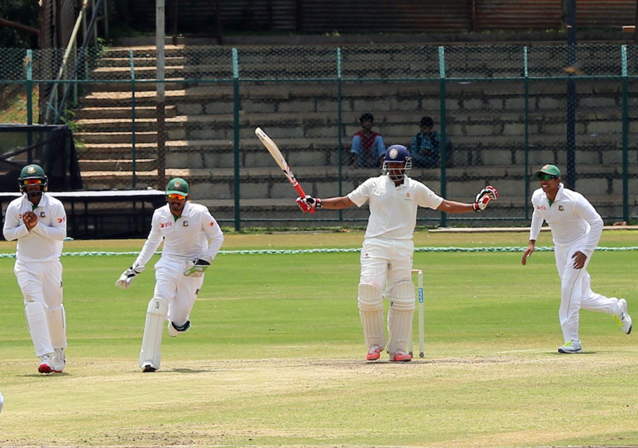 Shishir Bhavane was caught after scoring 88, Karnataka v Bangladesh A, Mysore, 2nd day, September 23, 2015