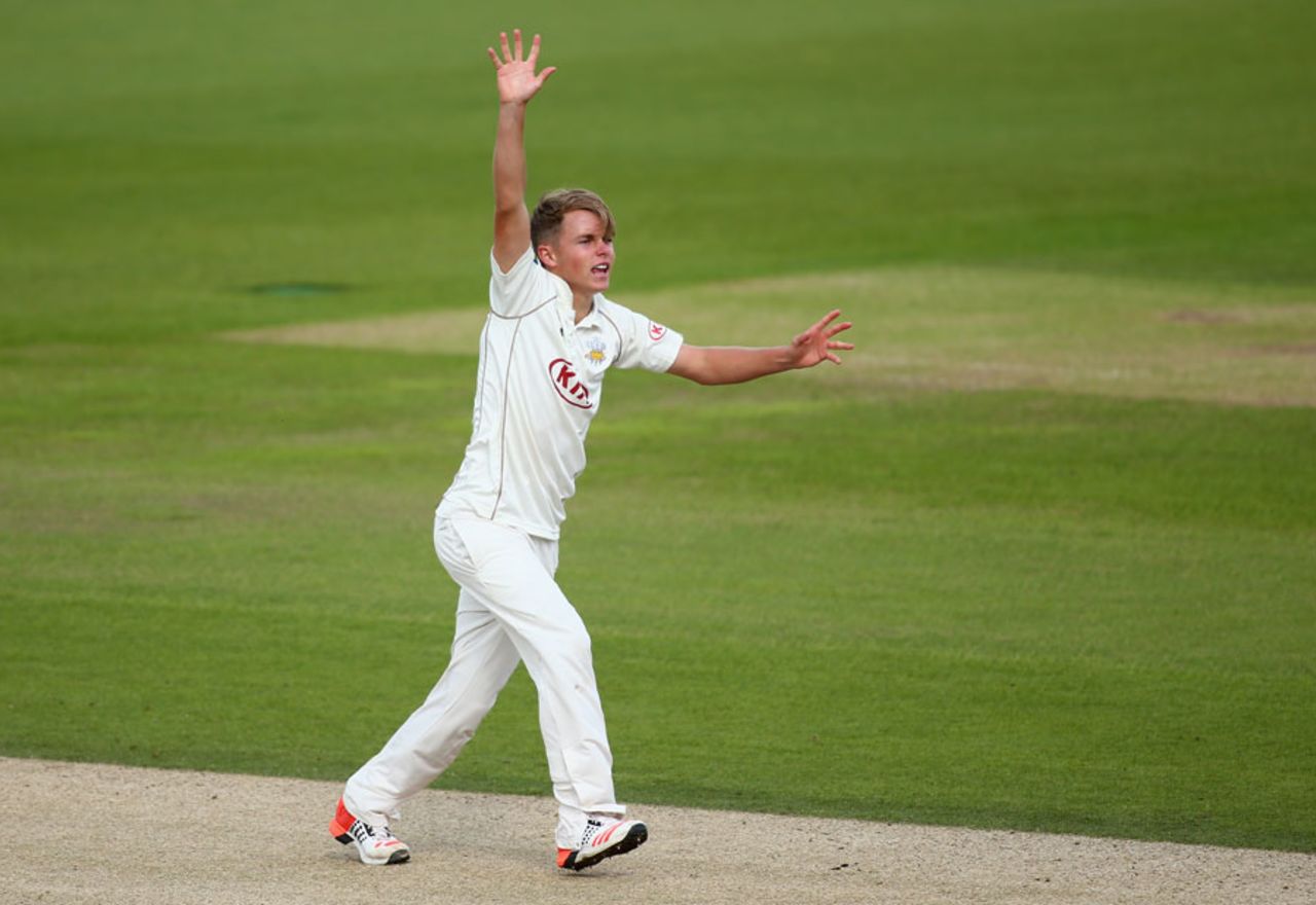 Sam Curran won an lbw appeal against Rob Newton, Surrey v Northamptonshire, County Championship, Division Two, 3rd day, September 24, 2015