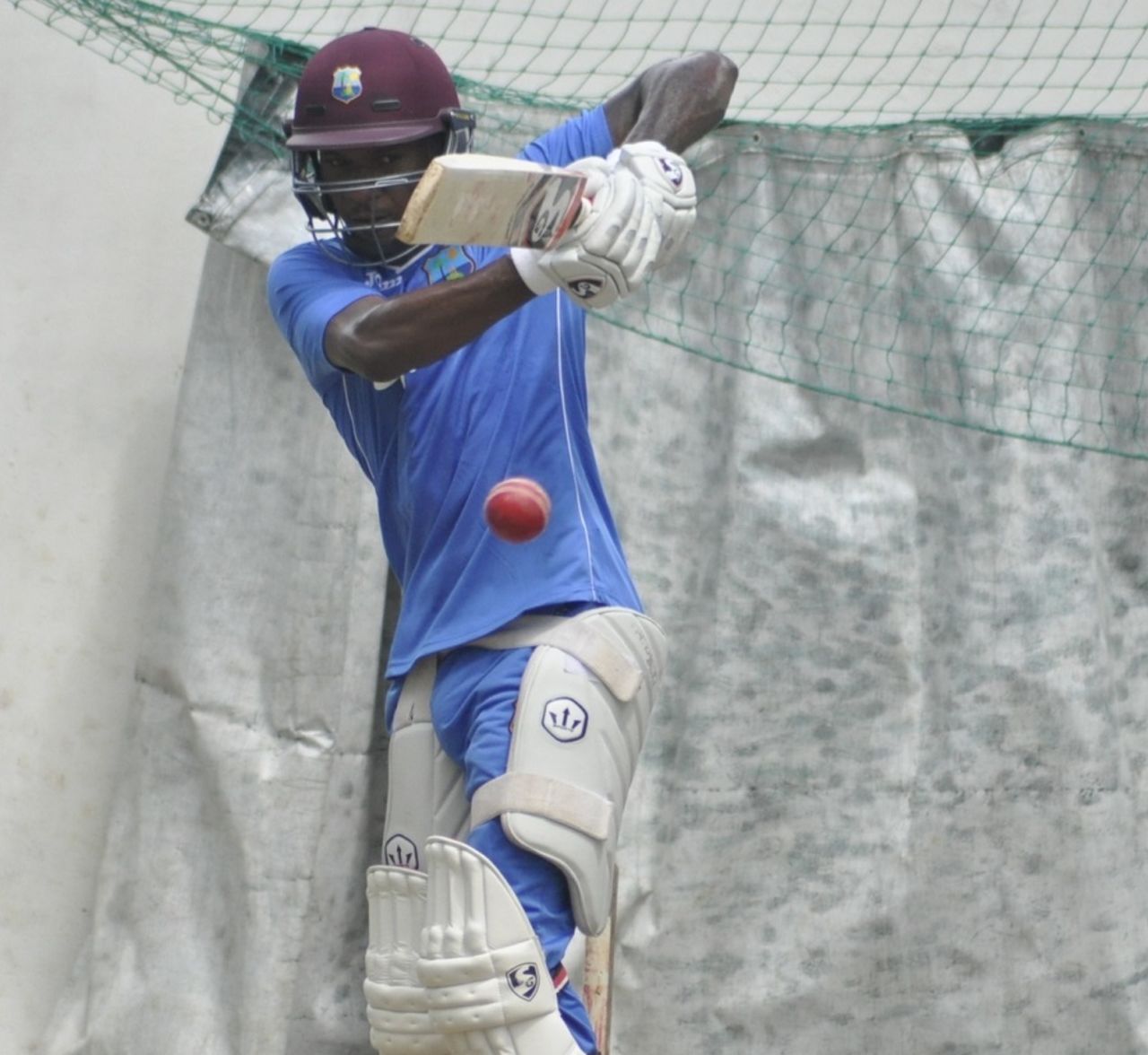 Jermaine Blackwood has a hit in the nets, Barbados, September 25, 2015