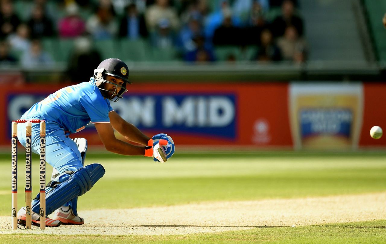 Rohit Sharma glides the ball away, Australia v India, Carlton Mid Tri-series, Melbourne, January 18, 2015