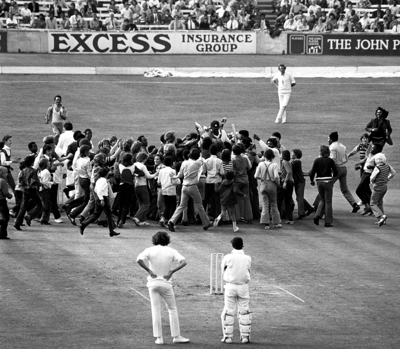 Spectators swarm Clive Lloyd to celebrate his century, England v West Indies,  1st Test, The Oval, 1st day, June 26, 1973
