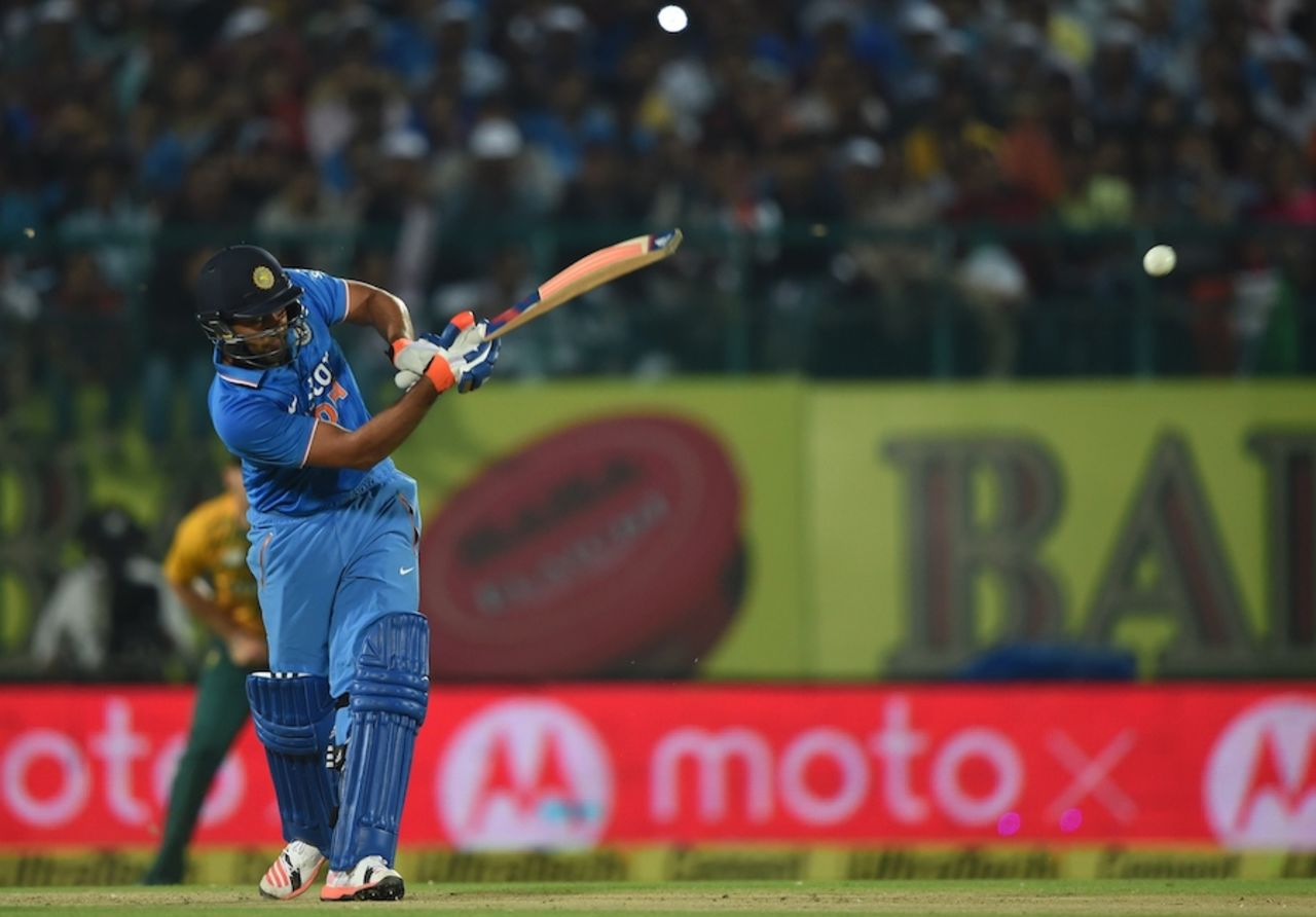 Rohit Sharma goes for the pull, India v South Africa, 1st T20, Dharamsala, October 2, 2015