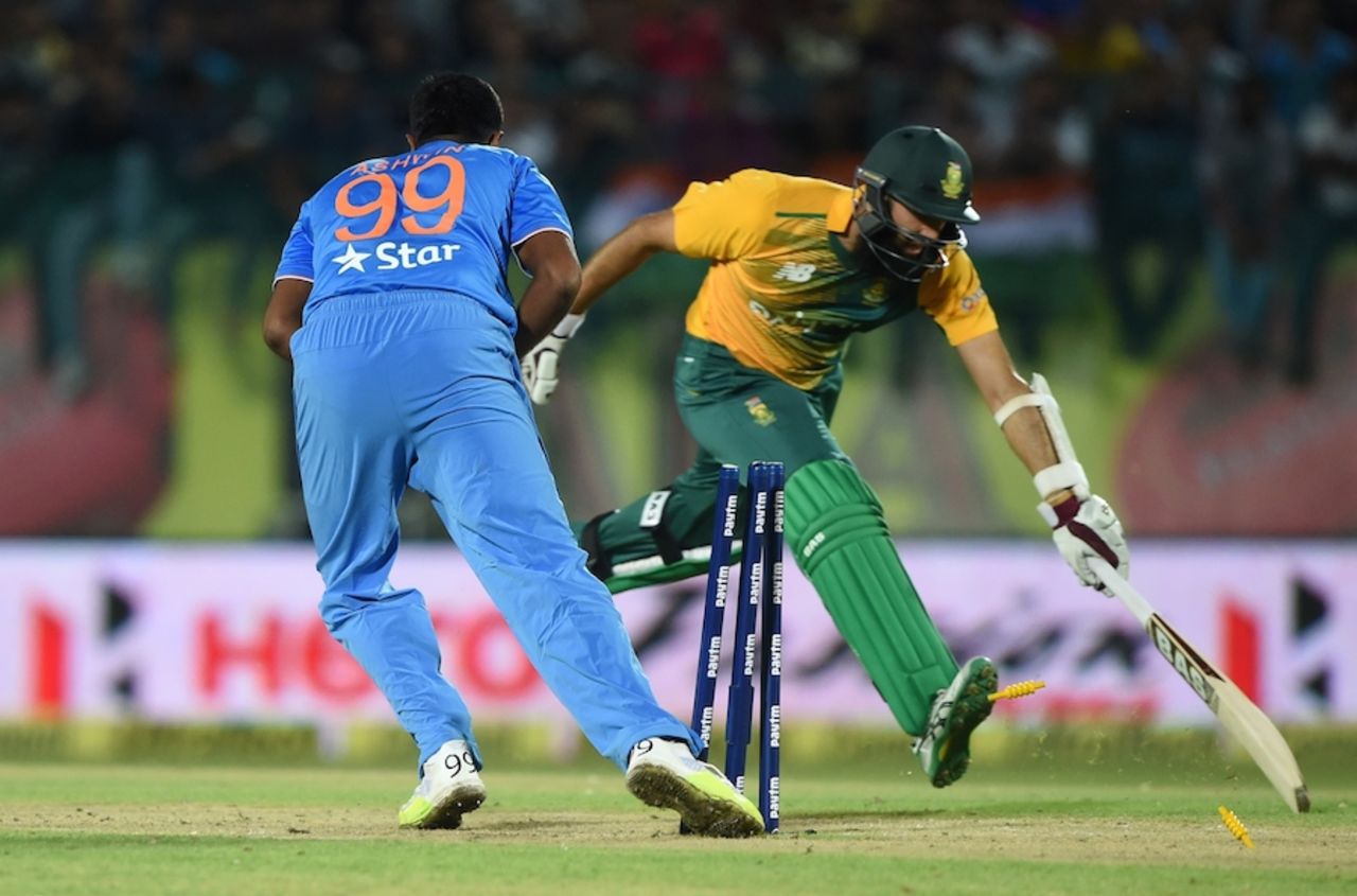 Hashim Amla's run-out broke the opening stand, India v South Africa, 1st T20, Dharamsala, October 2, 2015