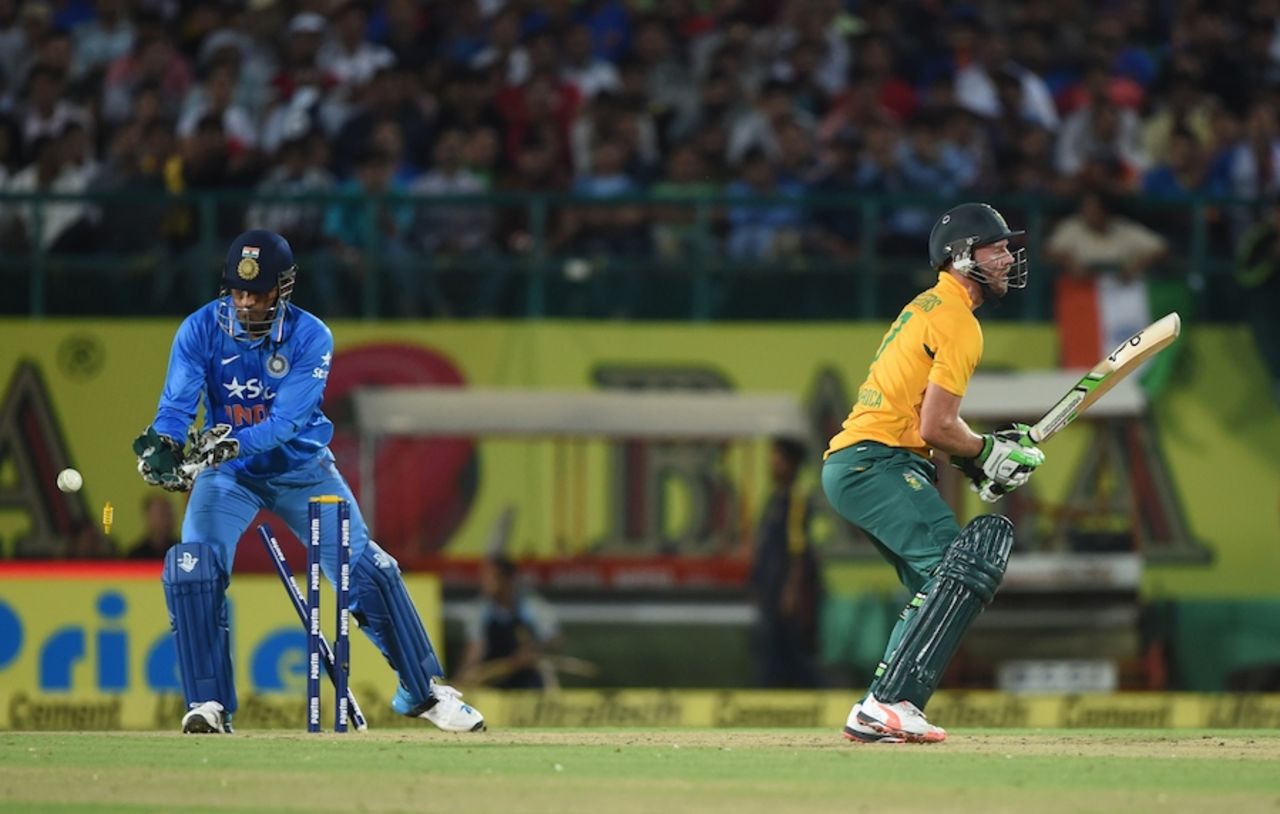 AB de Villiers was foxed by R Ashwin, India v South Africa, 1st T20, Dharamsala, October 2, 2015
