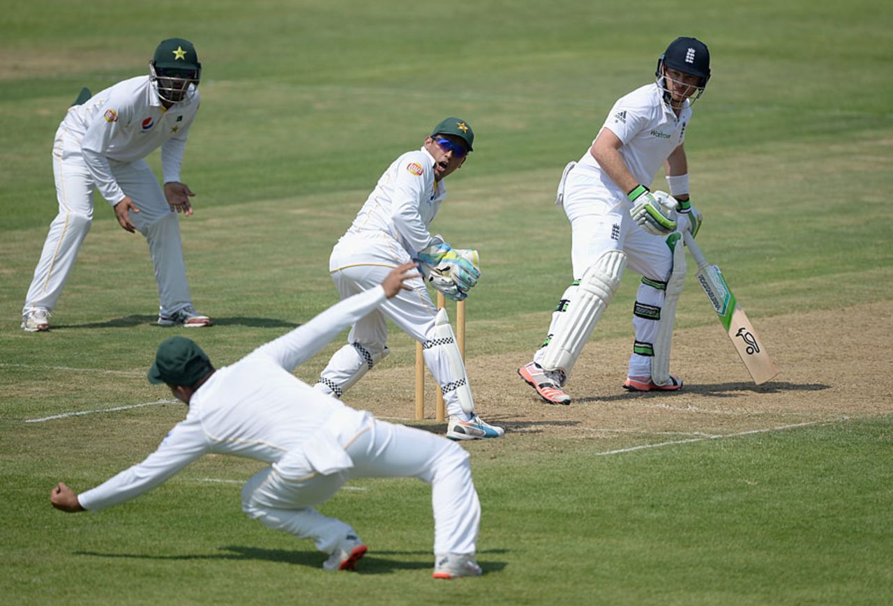 Ian Bell edges wide of slip, Pakistan A v England XI, Sharjah, 1st day, October 5, 2015