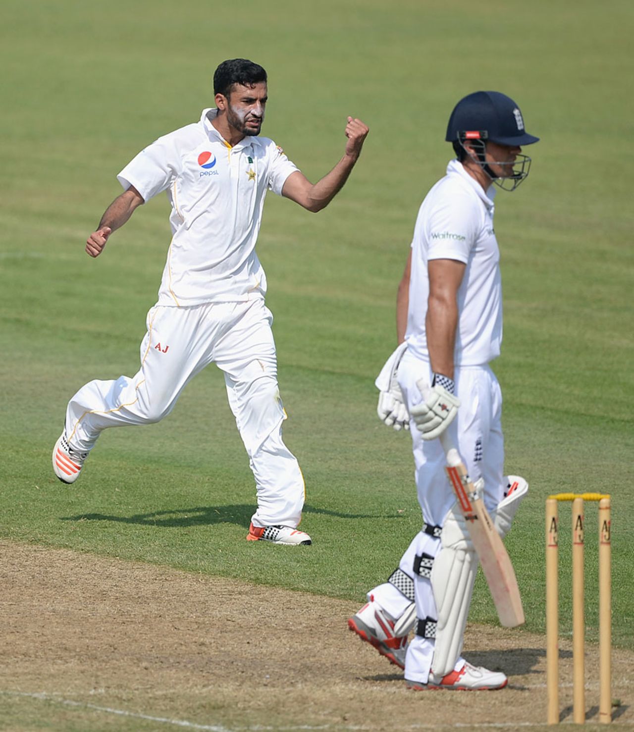 Zafar Gohar had Alastair Cook taken at leg slip, Pakistan A v England XI, Sharjah, 1st day, October 5, 2015