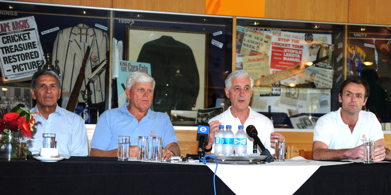 Majid Khan, Barry Richards, Mike Brearley and John Stephenson (from left) at the MCC World Cricket Committee media conference, Cape Town, January 10, 2012