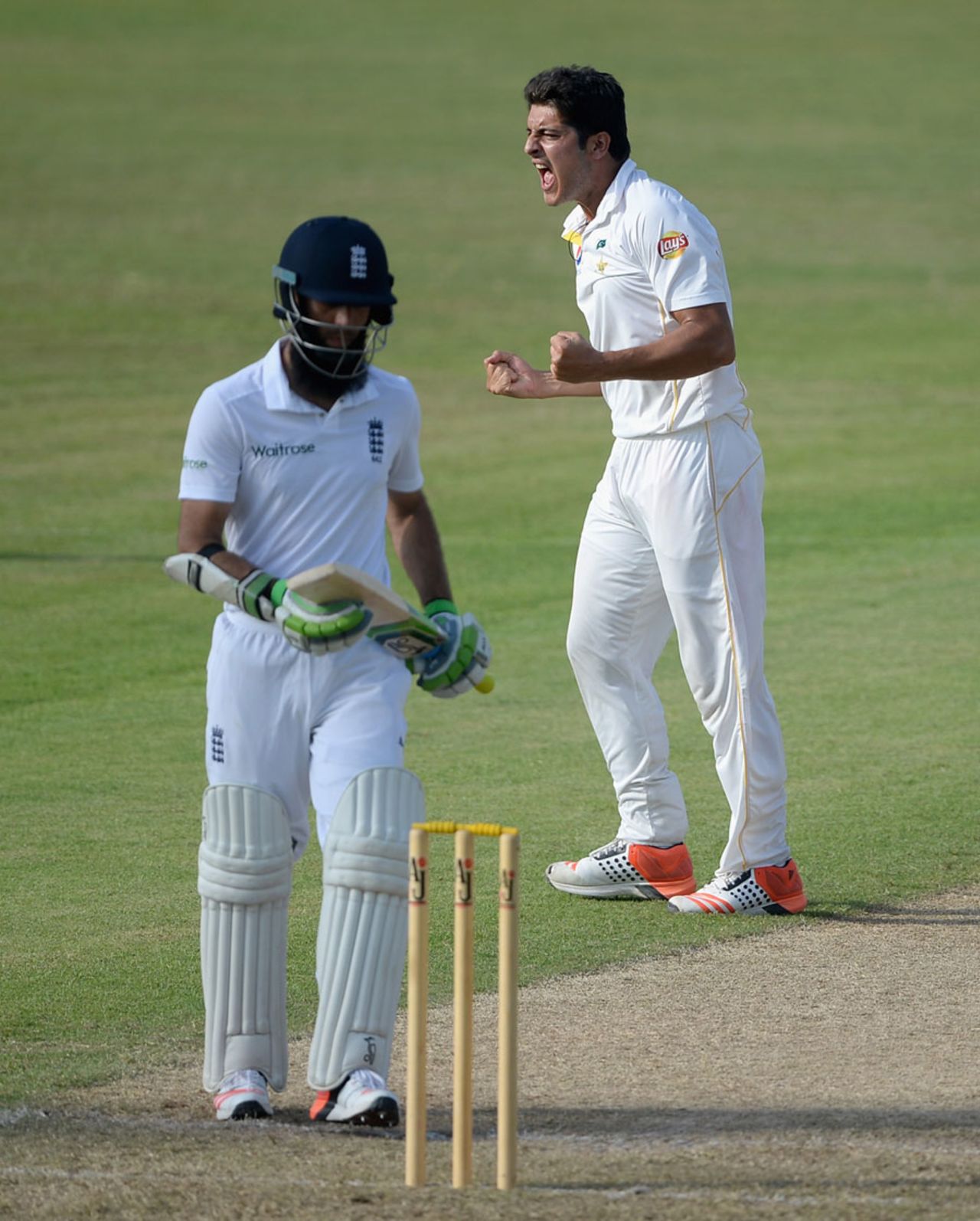 Moeen Ali fell to Mir Hamza in his second knock, Pakistan A v England XI, Sharjah, Tour match, 2nd day, October 9, 2015