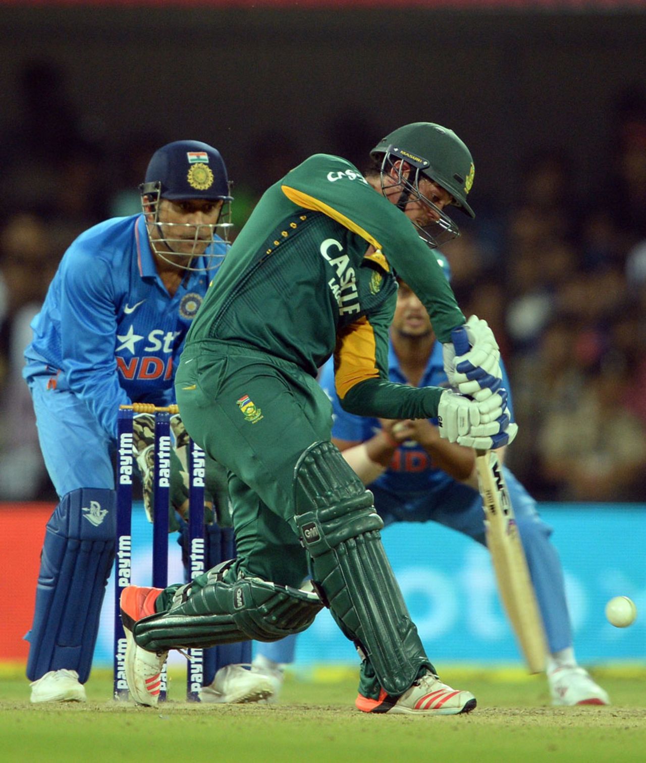 Quinton de Kock goes through the off side, India v South Africa, 2nd ODI, Indore, October 14, 2015