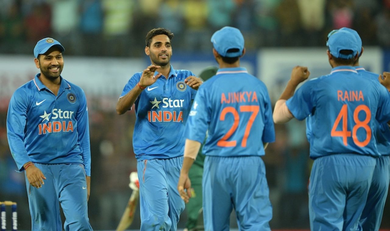Bhuvneshwar Kumar picked up three wickets, India v South Africa, 2nd ODI, Indore, October 14, 2015