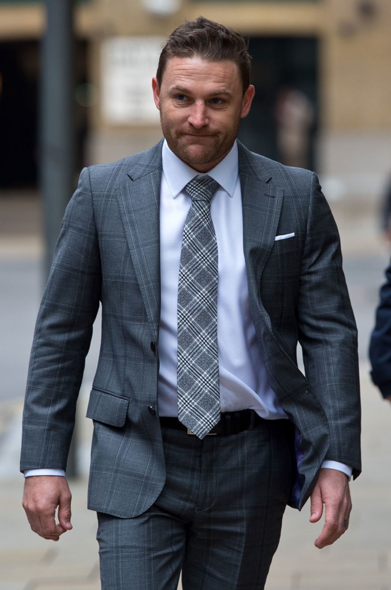 Brendon McCullum arrives to give evidence in Chris Cairns' perjury trial, London, October 15, 2015