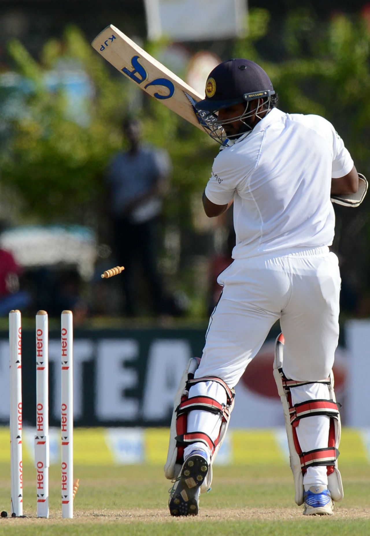 Kusal Perera looks back to check on the damage, Sri Lanka v West Indies, 1st Test, Galle, 2nd day, October 15, 2015