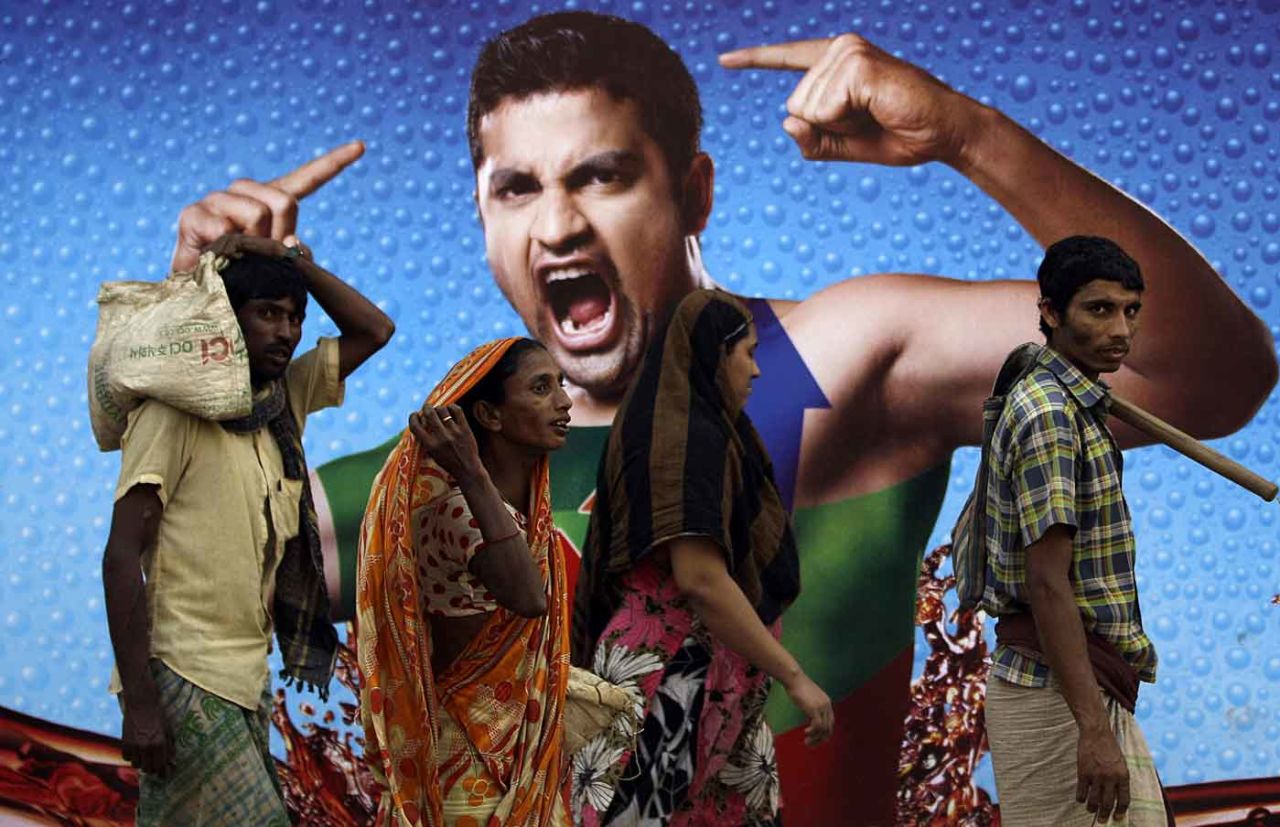 Tamim Iqbal appears in an advertisement hoarding for Pepsi, Dhaka, February 14, 2011