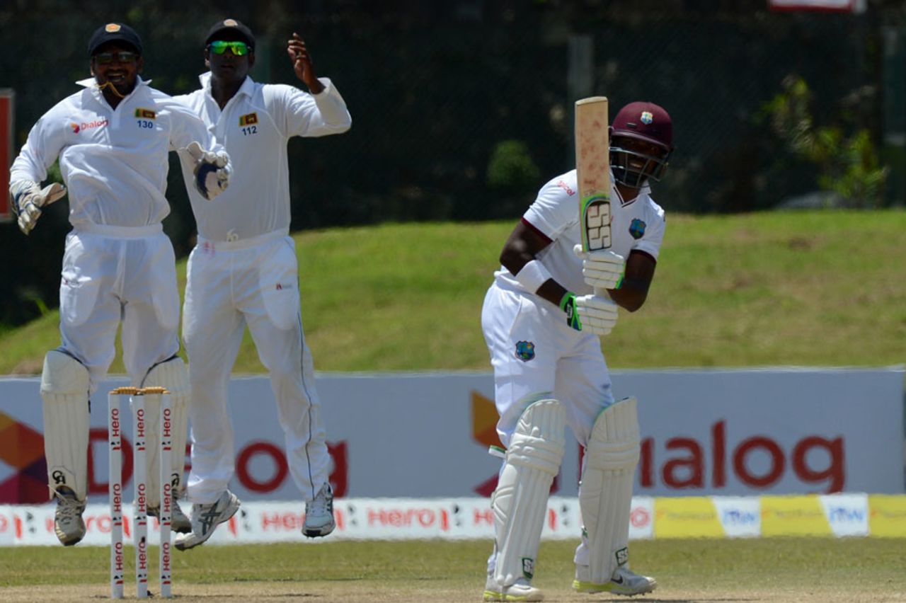Darren Bravo dragged one to midwicket after getting to his half-century, Sri Lanka v West Indies, 1st Test, Galle, 3rd day, October 16, 2015