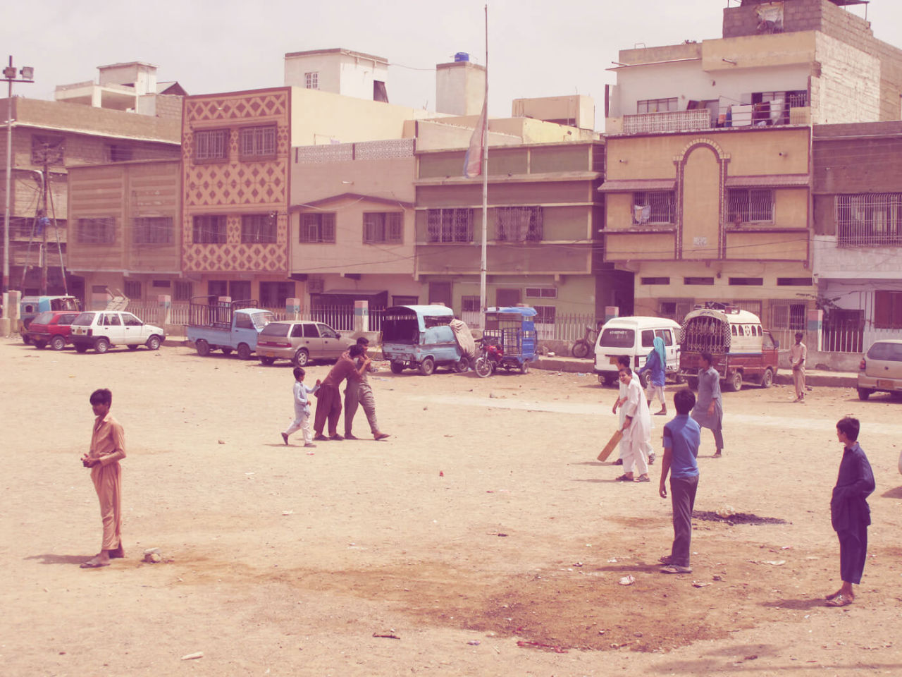 Kids play a tape-ball match in Paposh Nagar, Karachi, 2015