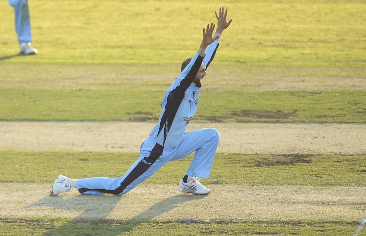 Nathan Lyon appeals for a wicket, New South Wales v Queensland, Matador Cup, Drummoyne Oval, Sydney, October 16, 2015