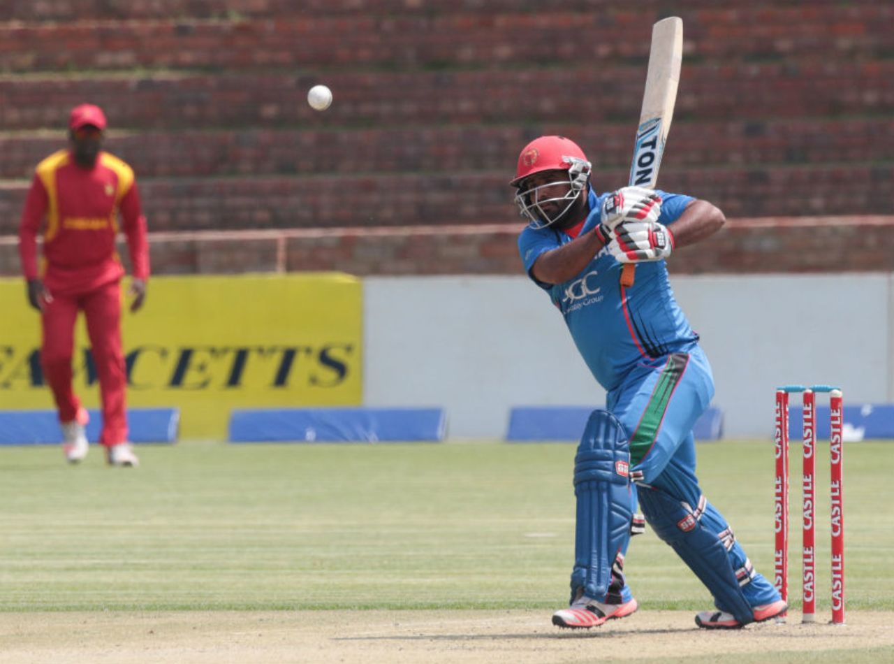Mohammad Shahzad whips one through the leg side, Zimbabwe v Afghanistan, 1st ODI, Bulawayo, October 16, 2015