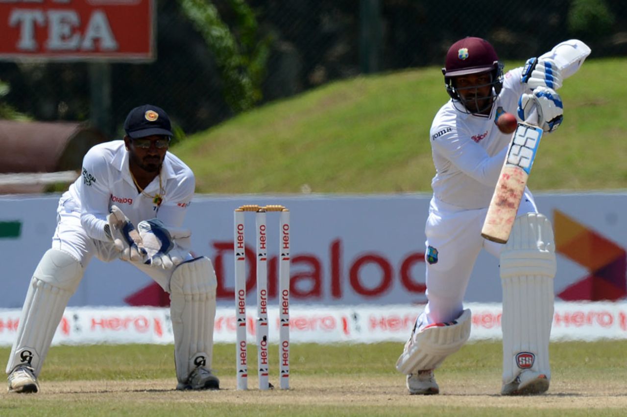 Denesh Ramdin drives down the ground, Sri Lanka v West Indies, 1st Test, Galle, 3rd day, October 16, 2015