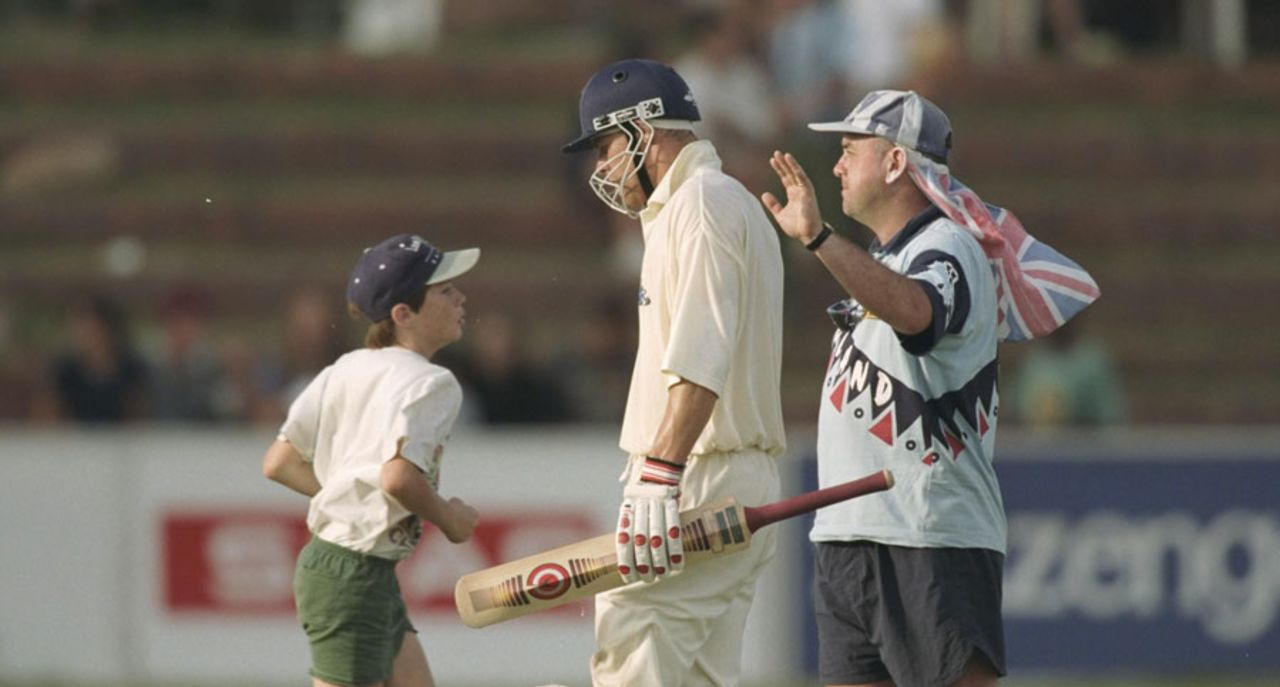 Nick Knight walks off after England fail to win with three needed off the final ball, England v Zimbabwe, 1st Test, Bulawayo, 5th day, December 18, 1996