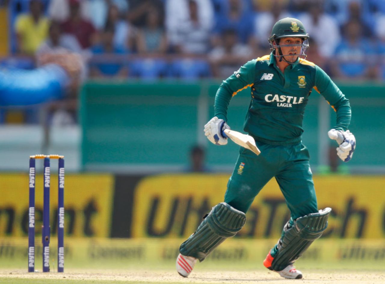 Quinton de Kock got South Africa off to a brisk start, India v South Africa, 3rd ODI, Rajkot, October 18, 2015