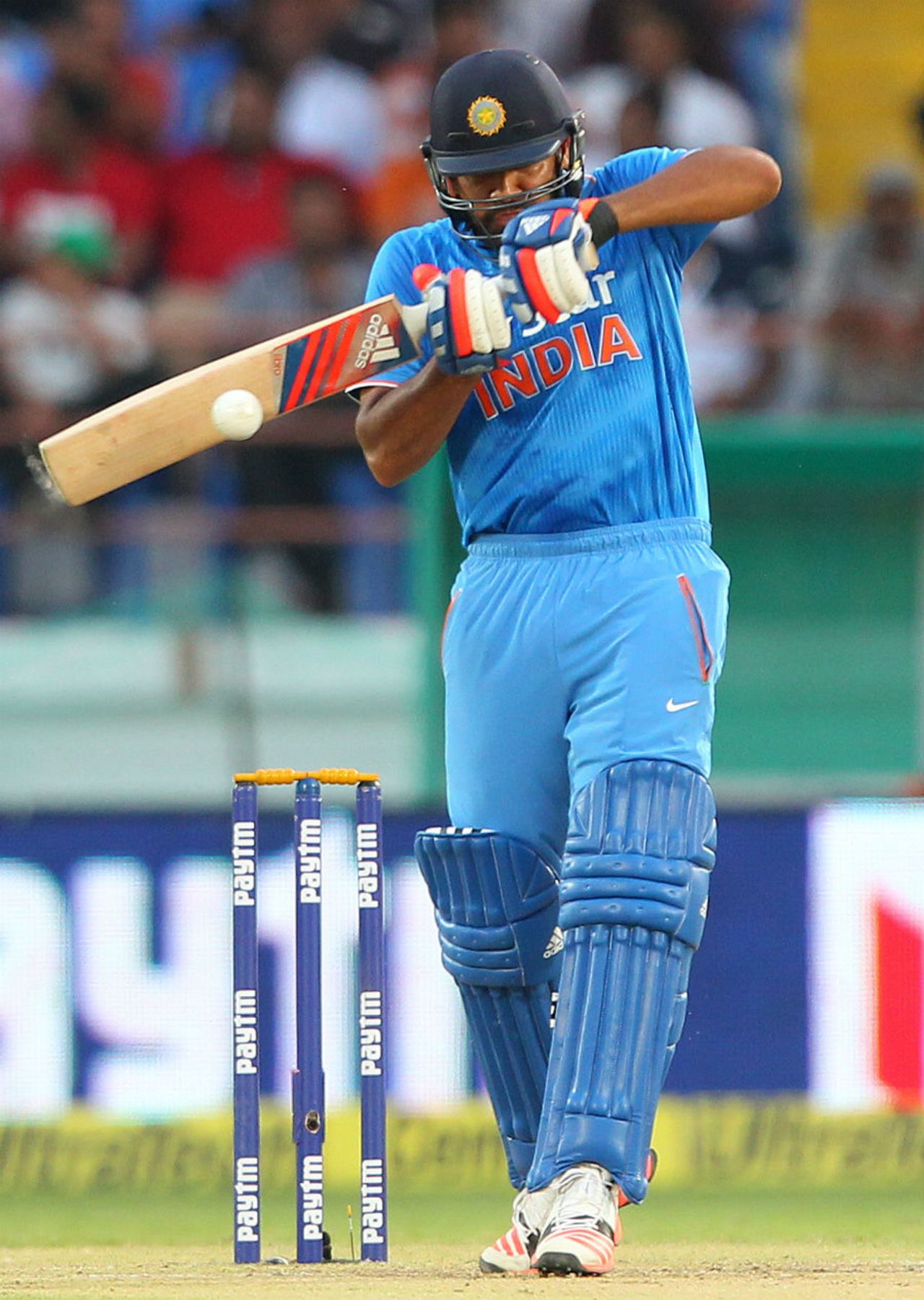 Rohit Sharma negotiates a short ball, India v South Africa, 3rd ODI, Rajkot, October 18, 2015