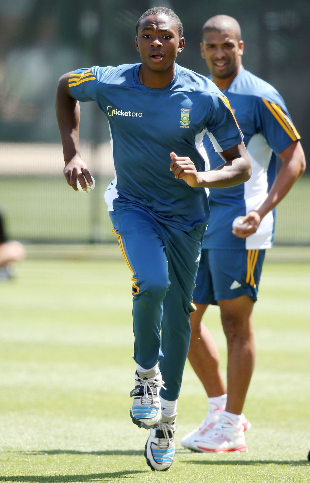 Kagiso Rabada bowls at a net session, Adelaide, November 4, 2014