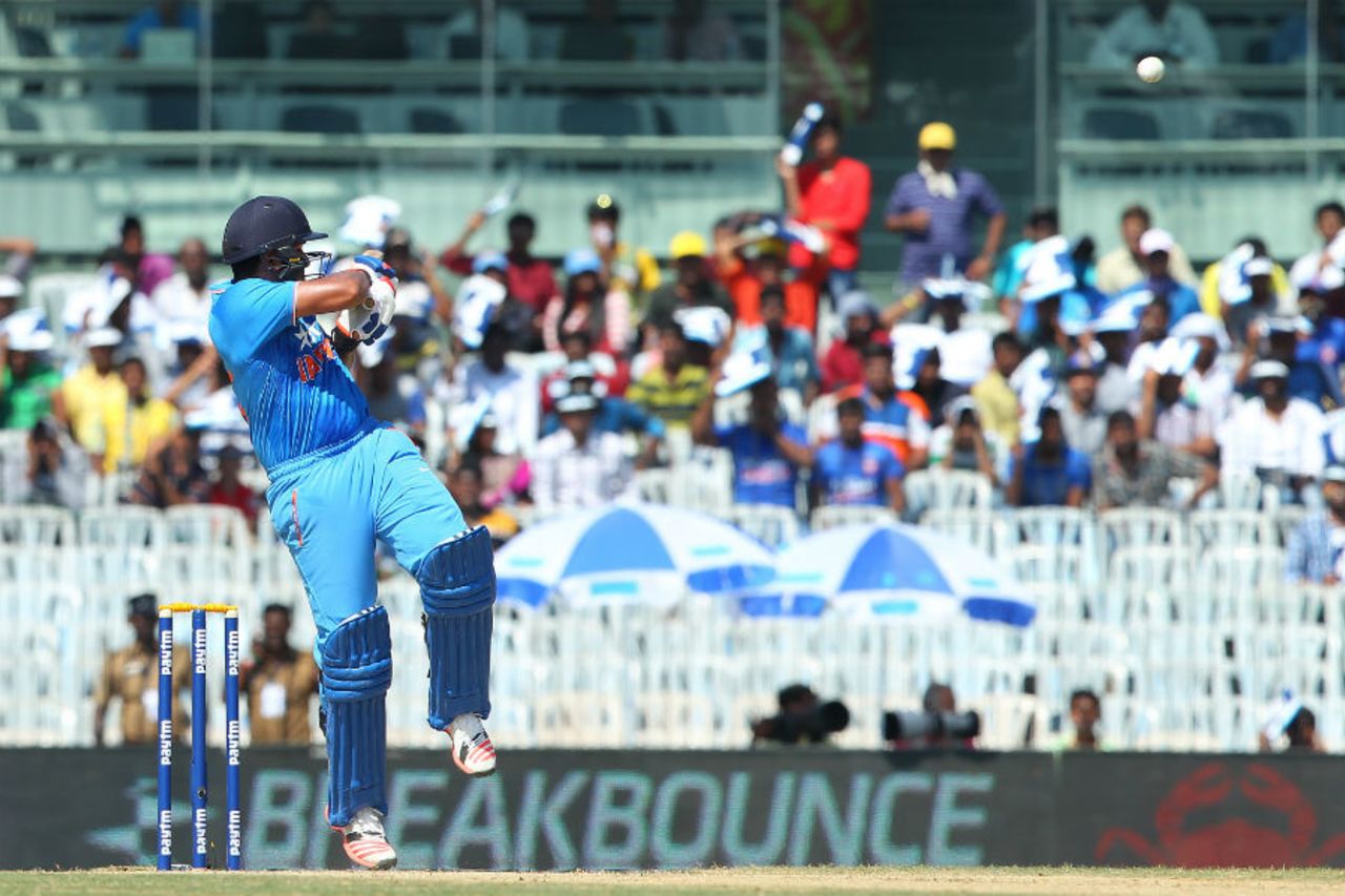 Rohit Sharma swivels and pulls, India v South Africa, 4th ODI, Chennai, October 22, 2015