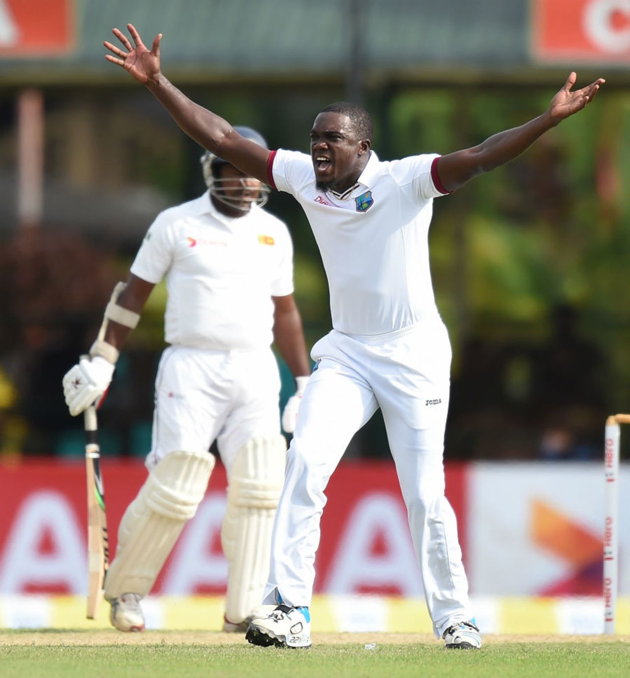 Jerome Taylor appeals for the wicket of Rangana Herath, Sri Lanka v West Indies, 2nd Test, Colombo, 1st day, October 22, 2015