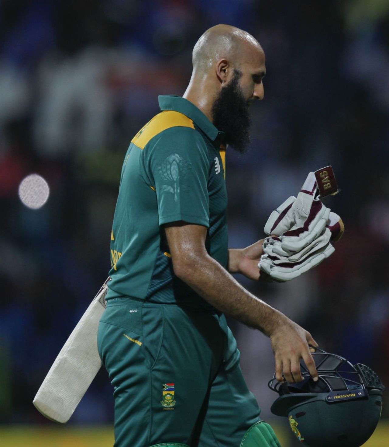 Hashim Amla walks back after being dismissed for 7, India v South Africa, 4th ODI, Chennai, October 22, 2015