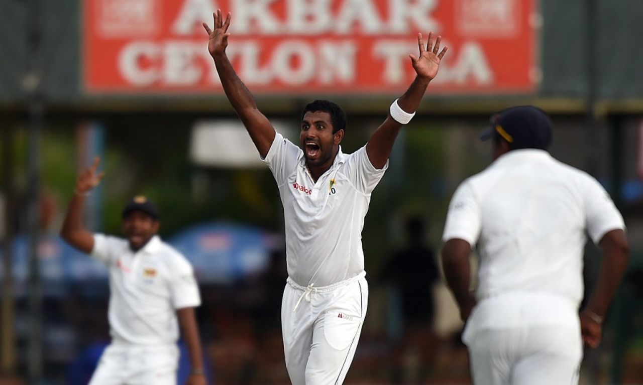 Dhammika Prasad struck in his first over, Sri Lanka v West Indies, 2nd Test, Colombo, 1st day, October 22, 2015