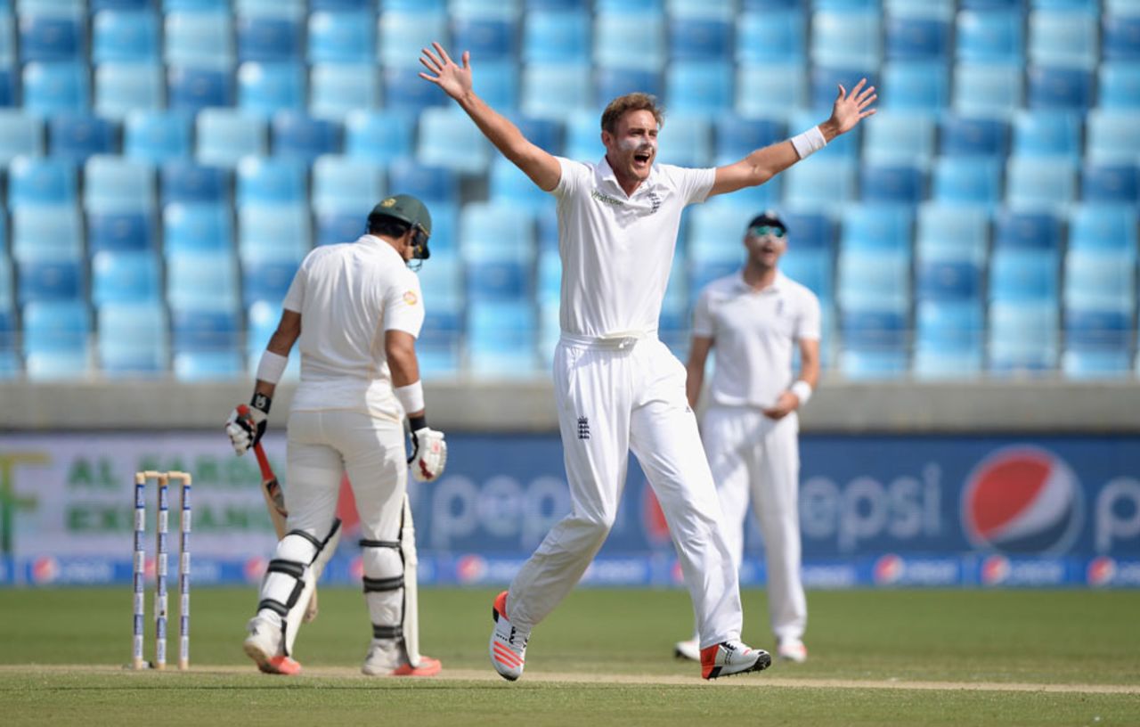 Stuart Broad removed Misbah-ul-Haq in the first over of the morning, Pakistan v England, 2nd Test, Dubai, 2nd day, October 23, 2015