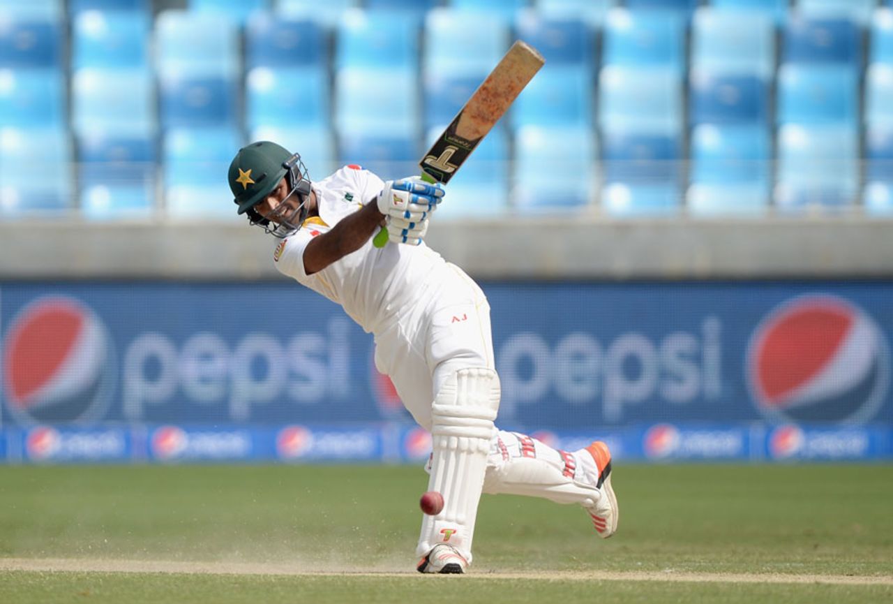 Asad Shafiq moved to his fifty, Pakistan v England, 2nd Test, Dubai, 2nd day, October 23, 2015