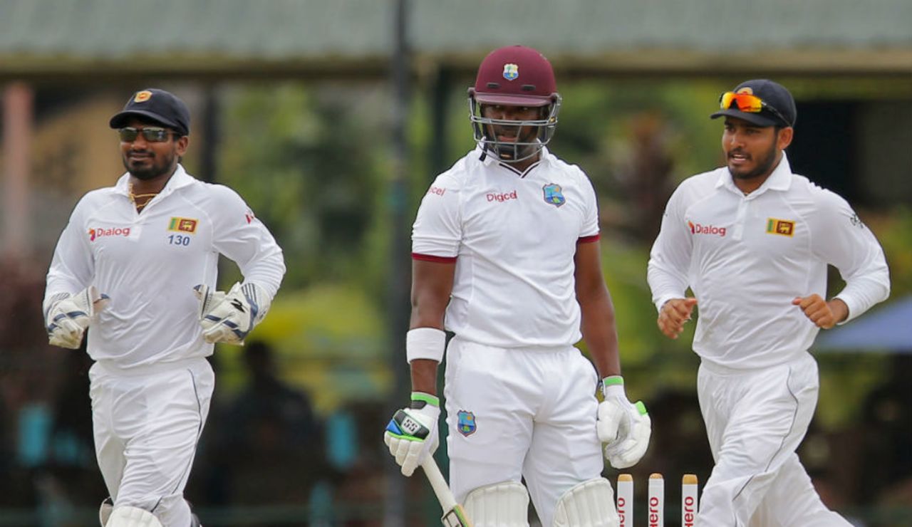 Darren Bravo was bowled by Dhammika Prasad for 2, Sri Lanka v West Indies, 2nd Test, Colombo, 2nd day, October 23, 2015