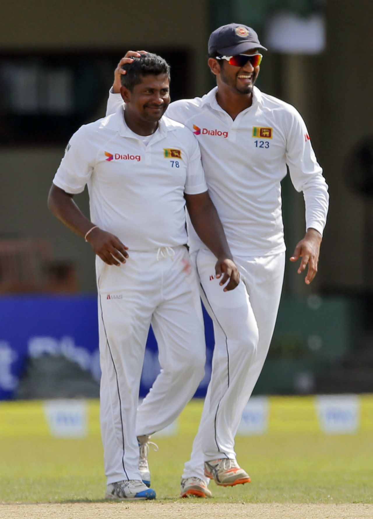 Rangana Herath is all smiles after dismissing Denesh Ramdin, Sri Lanka v West Indies, 2nd Test, Colombo, 2nd day, October 23, 2015