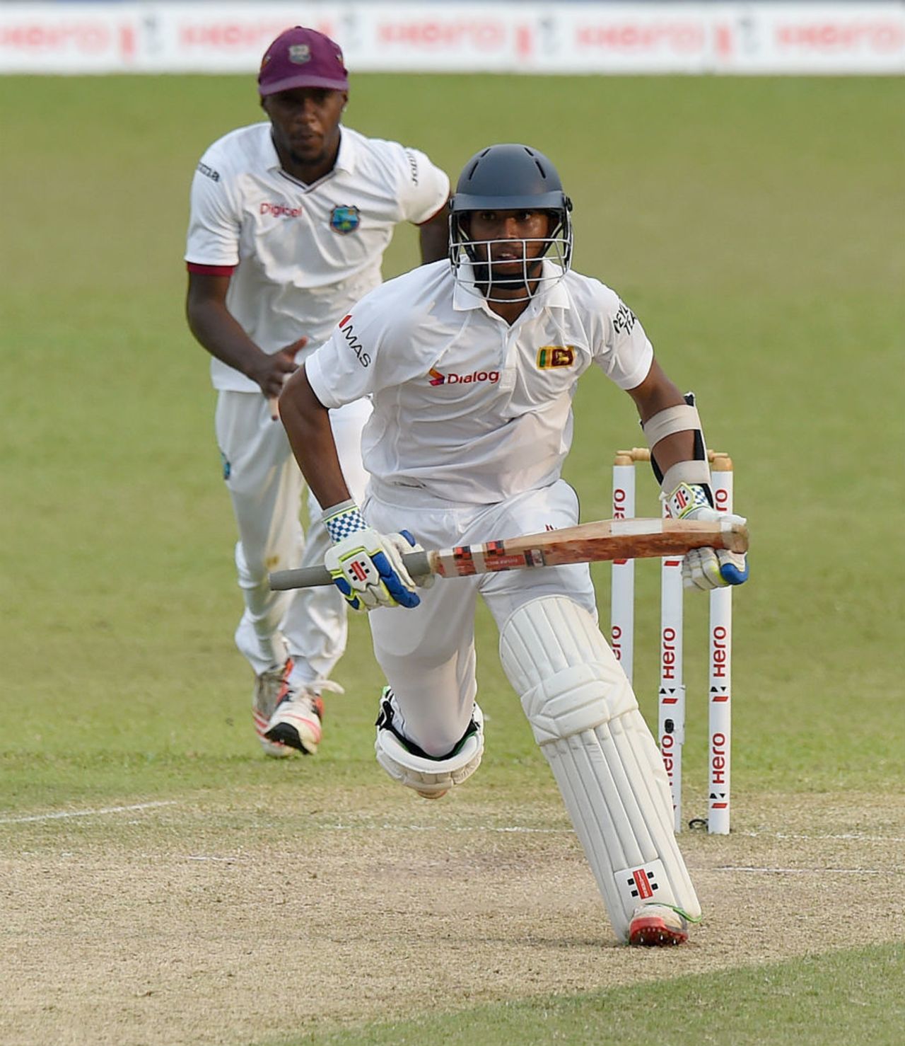 Kusal Mendis sneaks in a quick single, Sri Lanka v West Indies, 2nd Test, Colombo, 2nd day, October 23, 2015