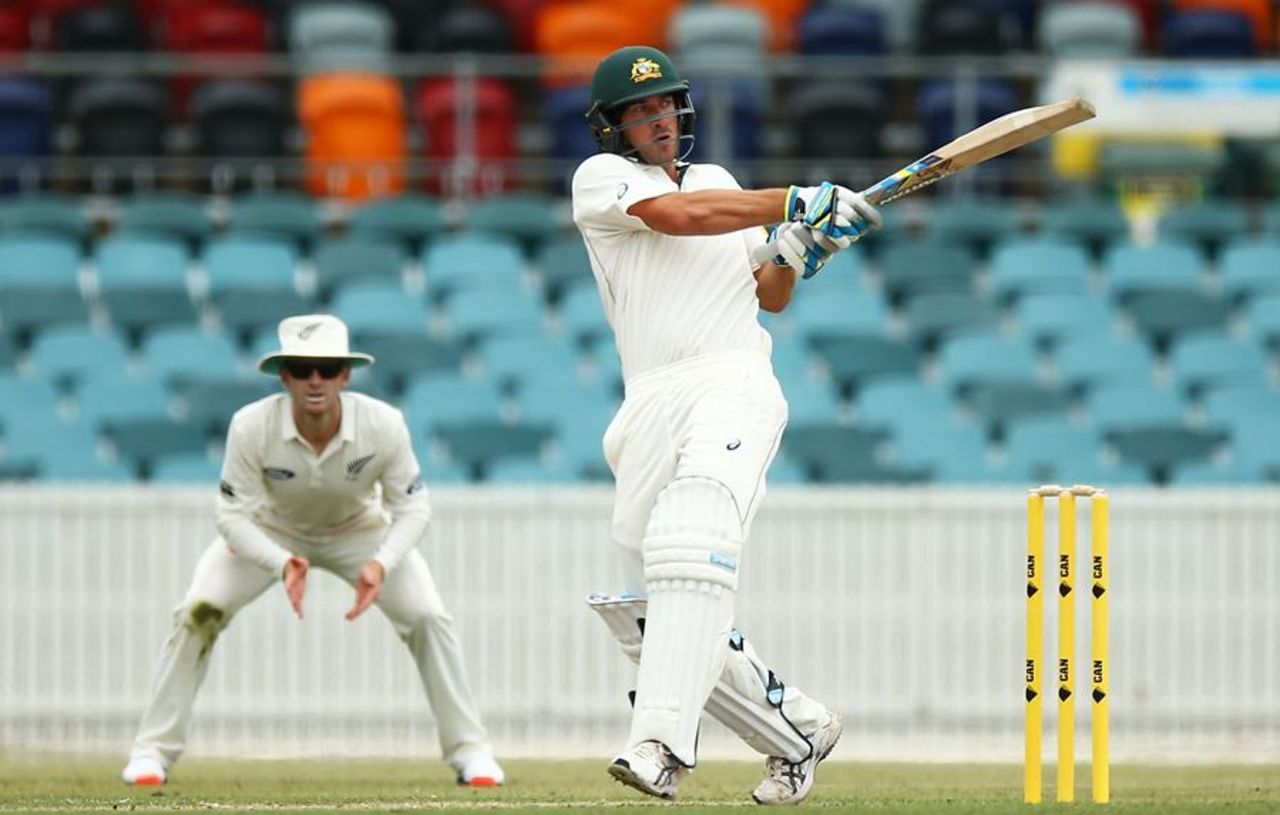 Joe Burns pulls during his century, Cricket Australia XI v New Zealand, Canberra, 1st day, October 24, 2015