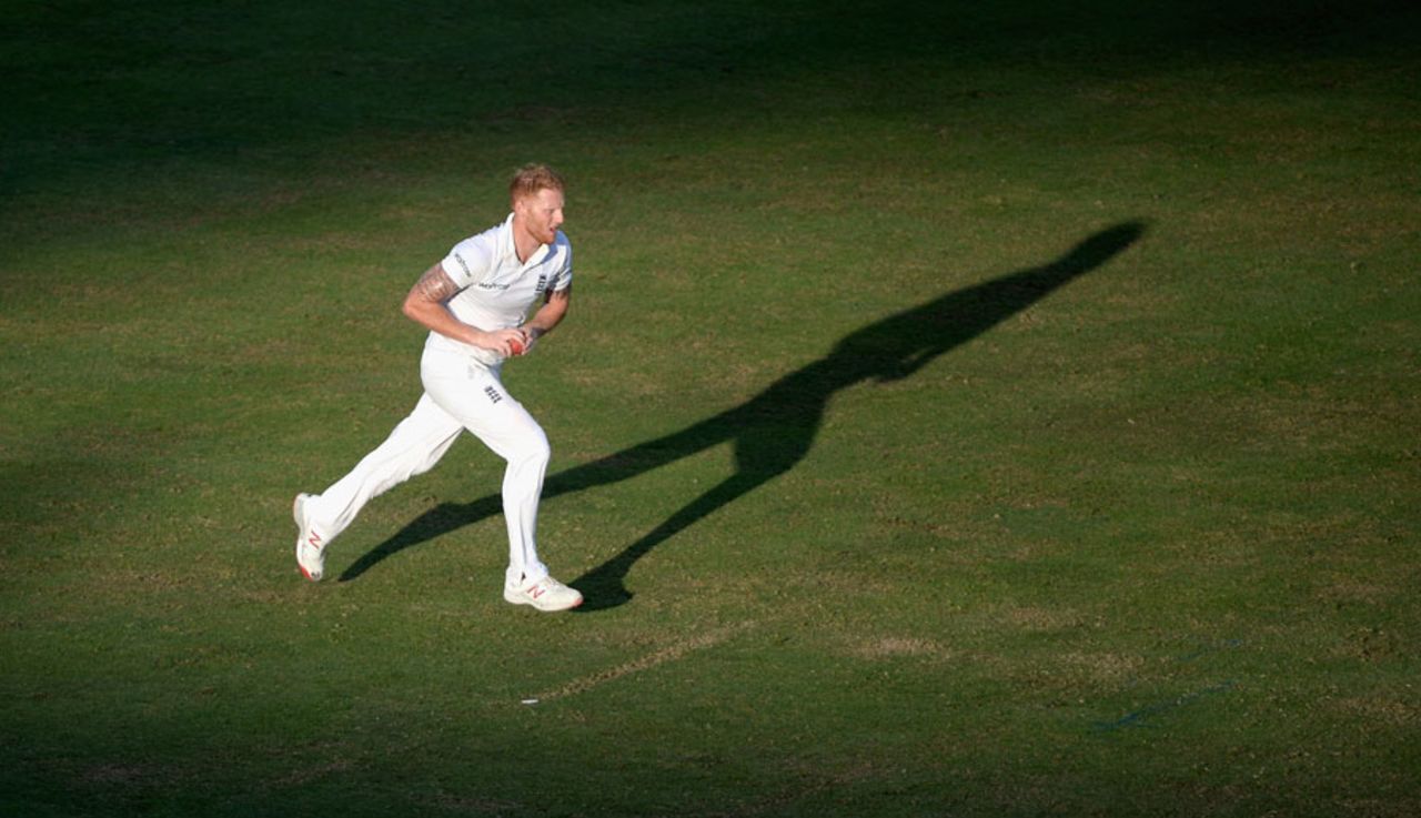 Ben Stokes runs in to bowl on the evening of day three, Pakistan v England, 2nd Test, Dubai, 3rd day, October 24, 2015