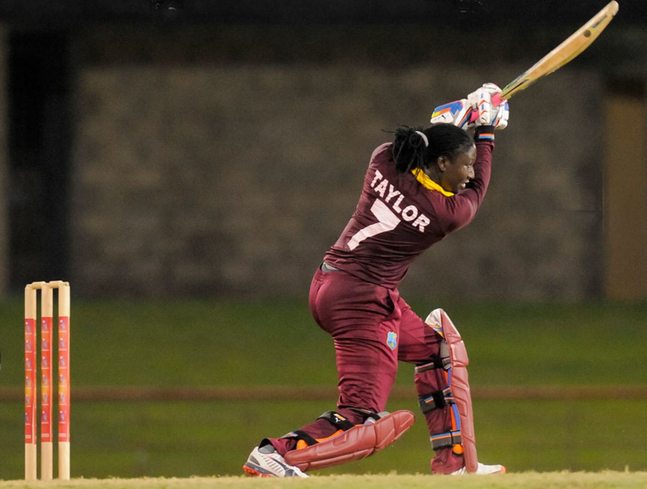 Stafanie Taylor drives on her way to an unbeaten 87, West Indies v Pakistan, 4th women's ODI, St Lucia, October 24, 2015