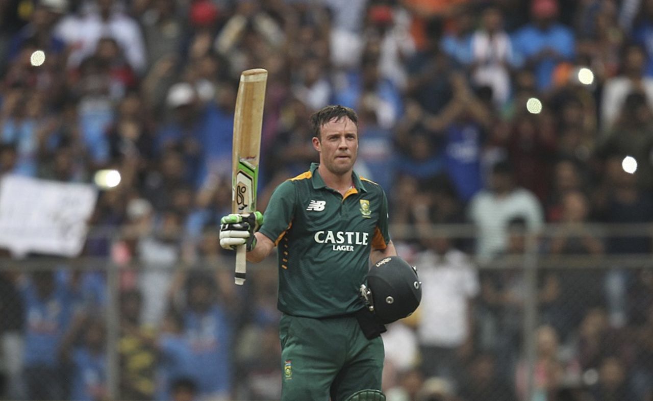 AB de Villiers powered to a 57-ball century, India v South Africa, 5th ODI, Mumbai, October 25, 2015