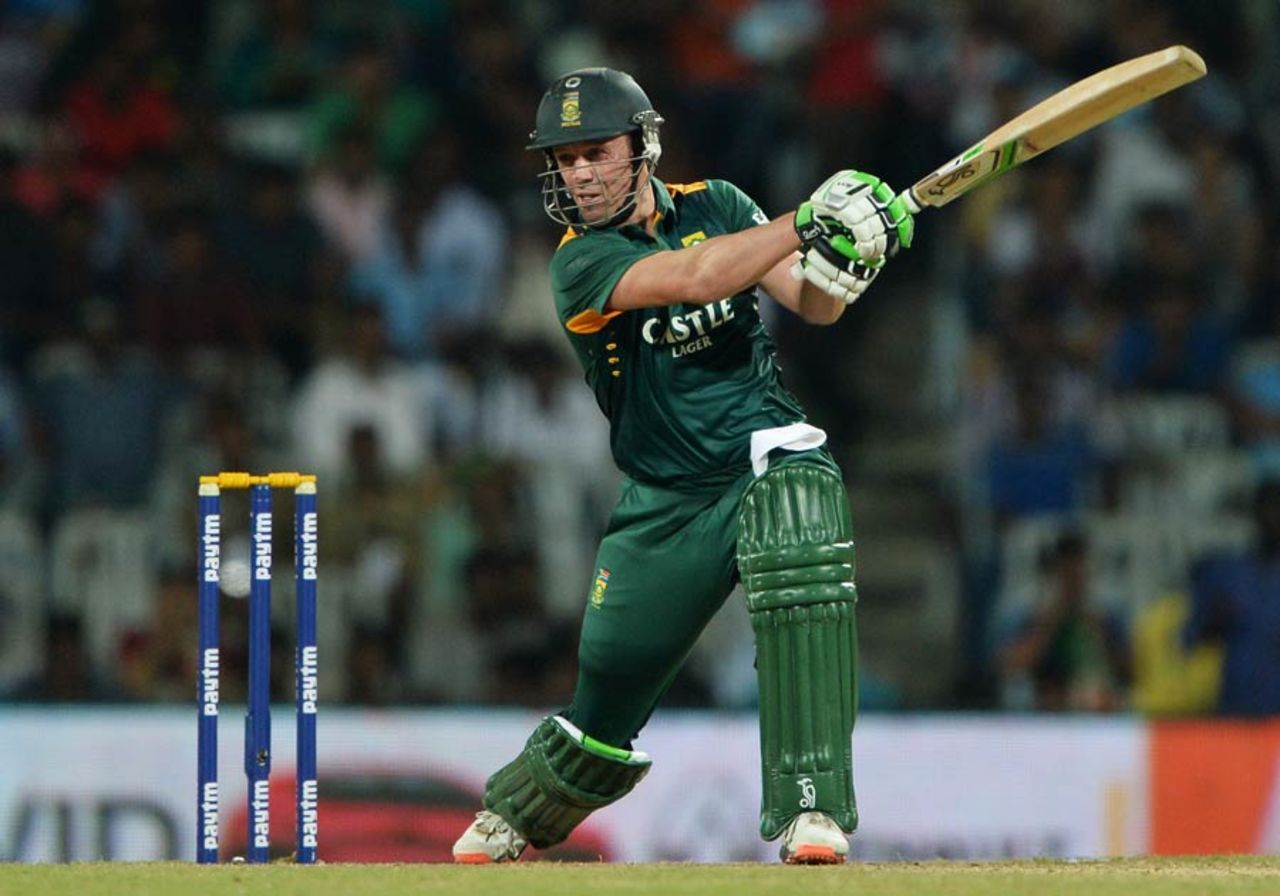 AB de Villiers scythes the ball through the off side, India v South Africa, 5th ODI, Mumbai, October 25, 2015