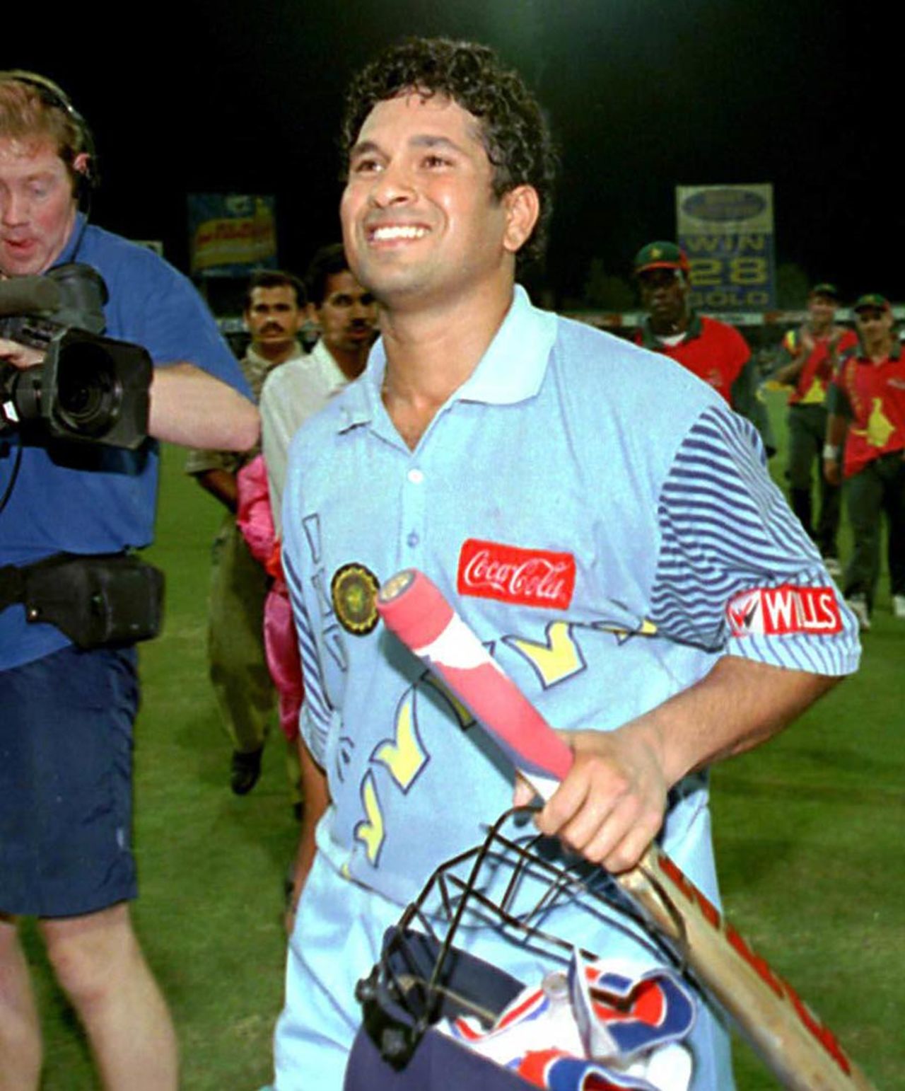 Sachin Tendulkar enjoys a moment of success, India v Zimbabwe, Sharjah, November 13, 1998
