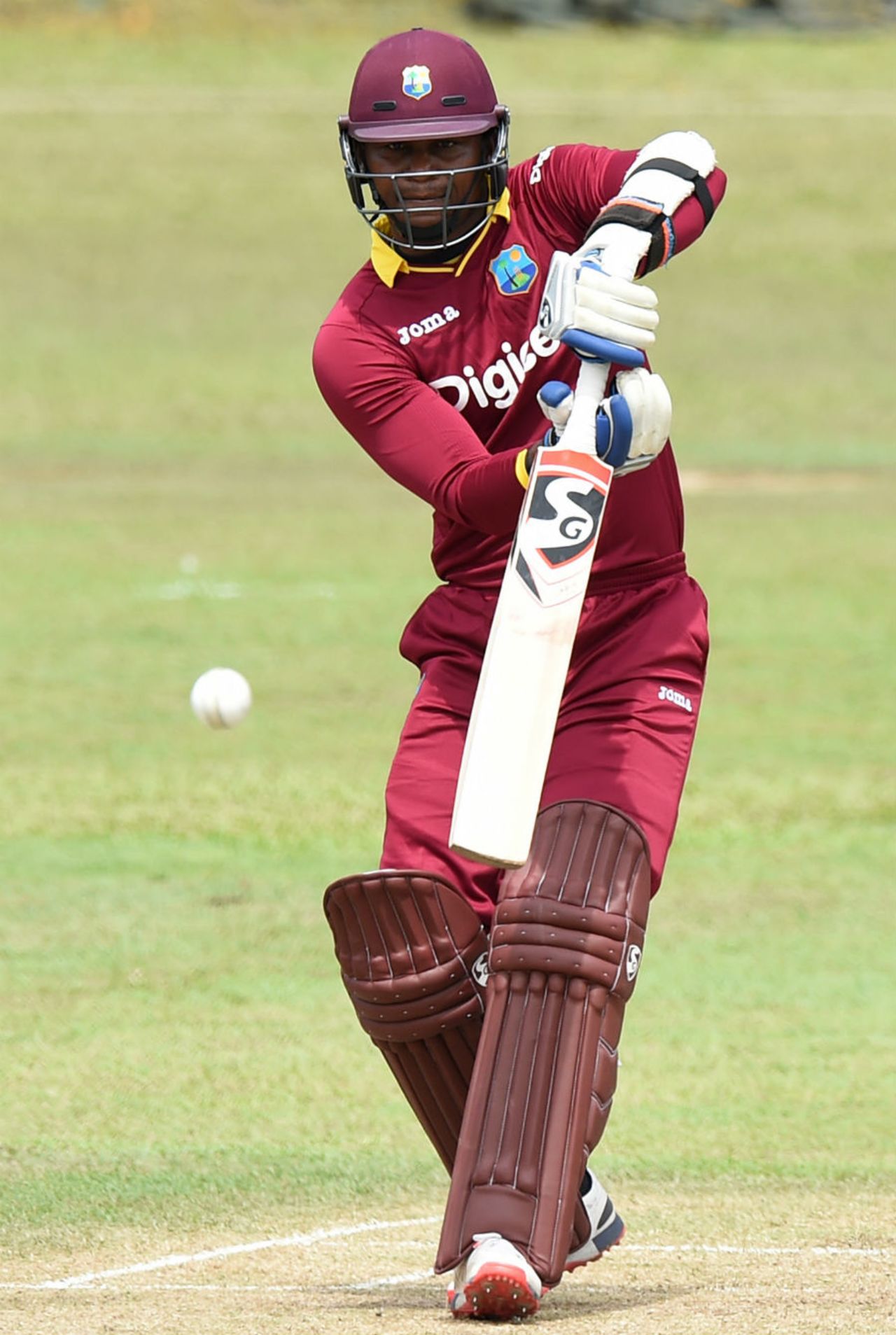 Marlon Samuels pushes down the ground, Sri Lanka Board President's XI v West Indians, Colombo, October 29, 2015