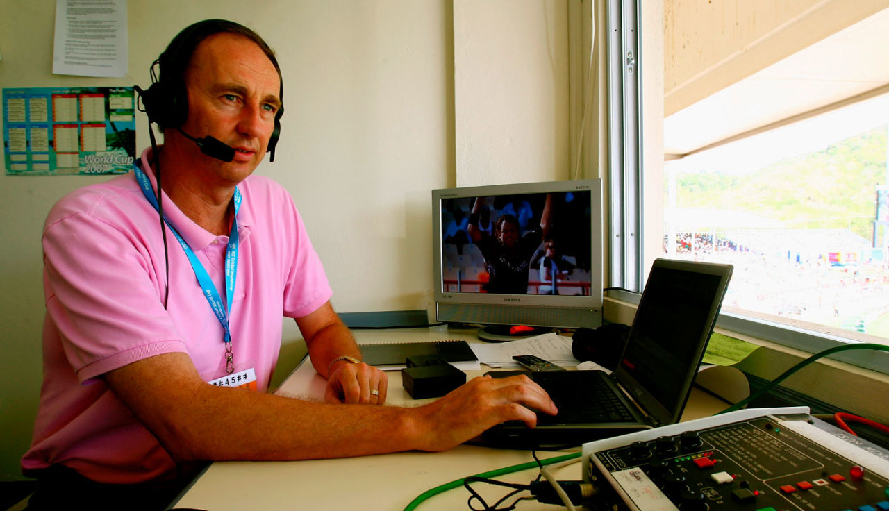 Jonathan Agnew commentates on the Canada-New Zealand match, Canada v New Zealand, St Lucia, March 22, 2007