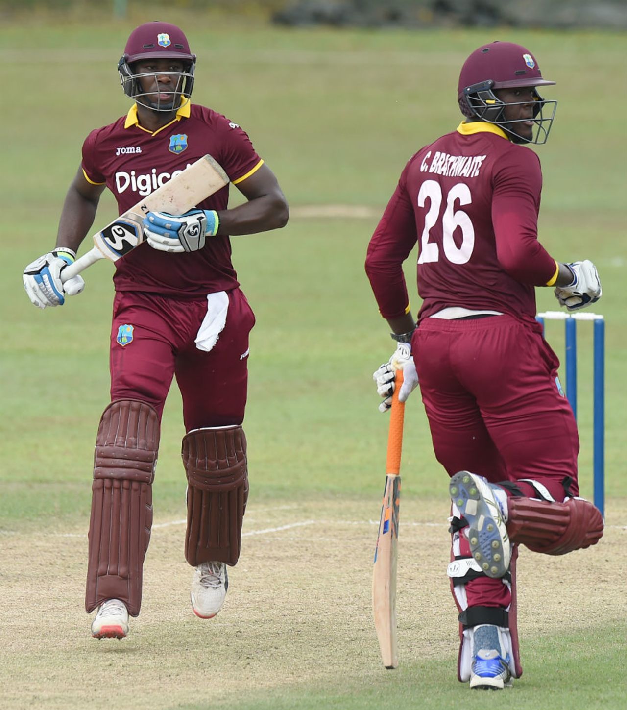 Andre Russell and Carlos Brathwaite run a single, Sri Lanka Board President's XI v West Indians, Colombo, October 29, 2015