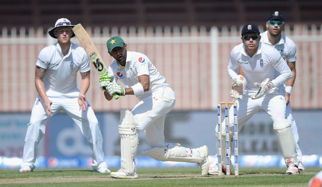 Shoaib Malik flicks the ball to the leg side, Pakistan v England, third Test, Sharjah, 1st day, November 1, 2015