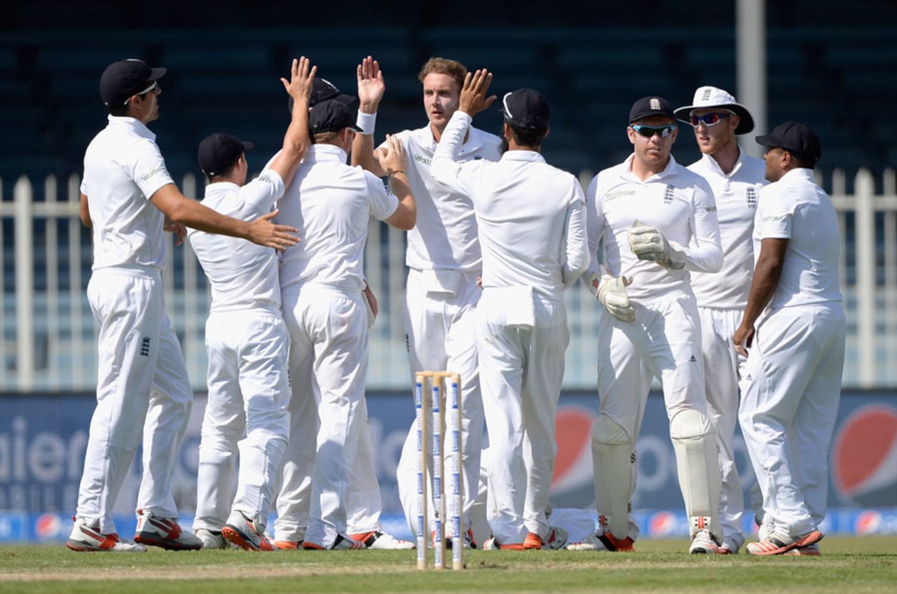 Stuart Broad removed Younis Khan during a parsimonious spell, Pakistan v England, third Test, Sharjah, 1st day, November 1, 2015