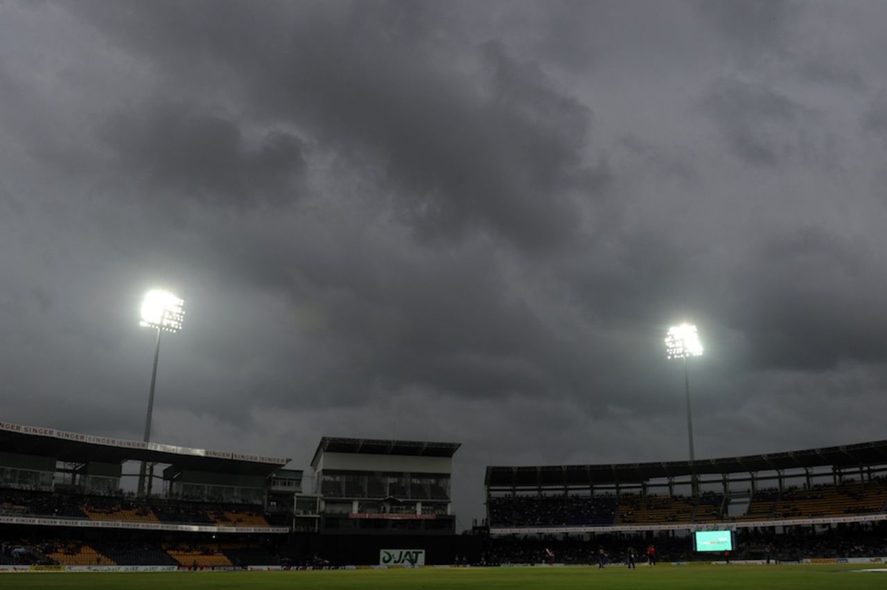 Dark clouds gather over the R Premadasa Stadium, Sri Lanka v West Indies, 1st ODI, Colombo, November 1, 2015 