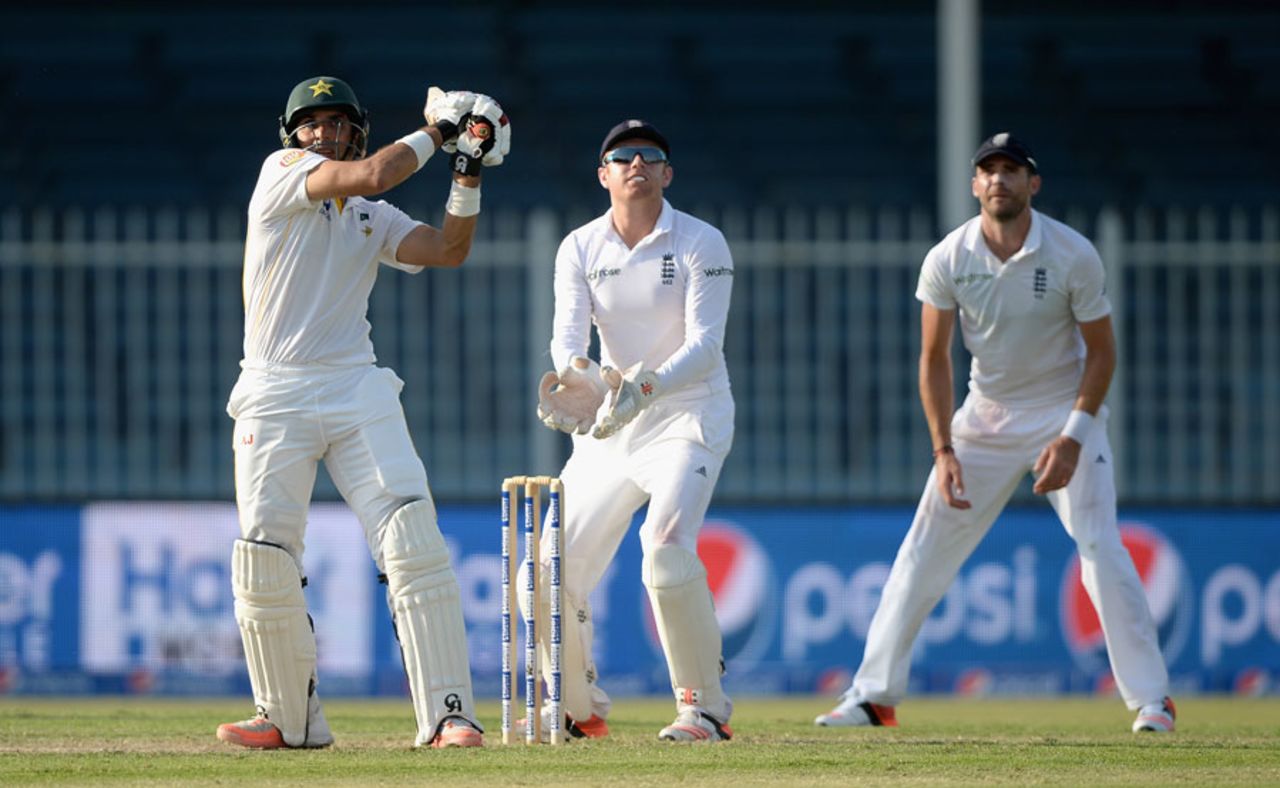Misbah-ul-Haq produced another half-century to shore up Pakistan's innings, Pakistan v England, third Test, Sharjah, 1st day, November 1, 2015